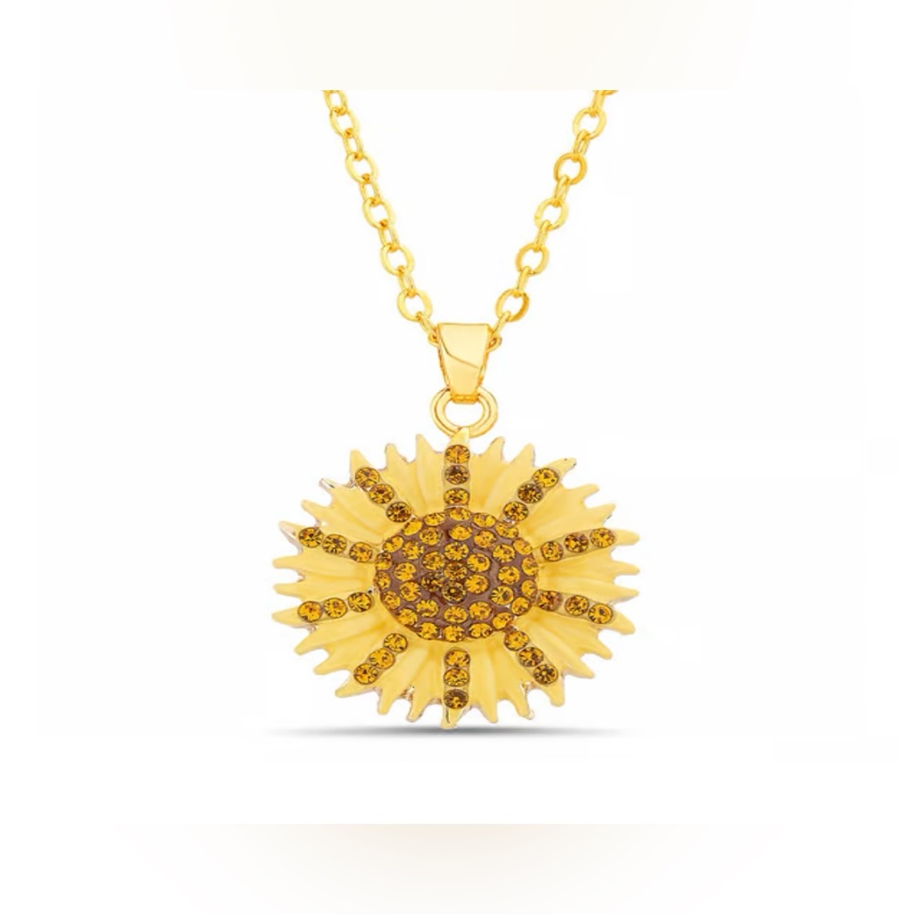 Gold Sunflower Pendant Necklace